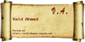 Vald Ahmed névjegykártya